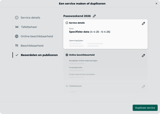 Dupliceren van eerdere diensten