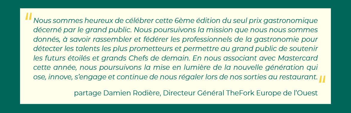 TheFork Awards avec Mastercards Damien Rodiere