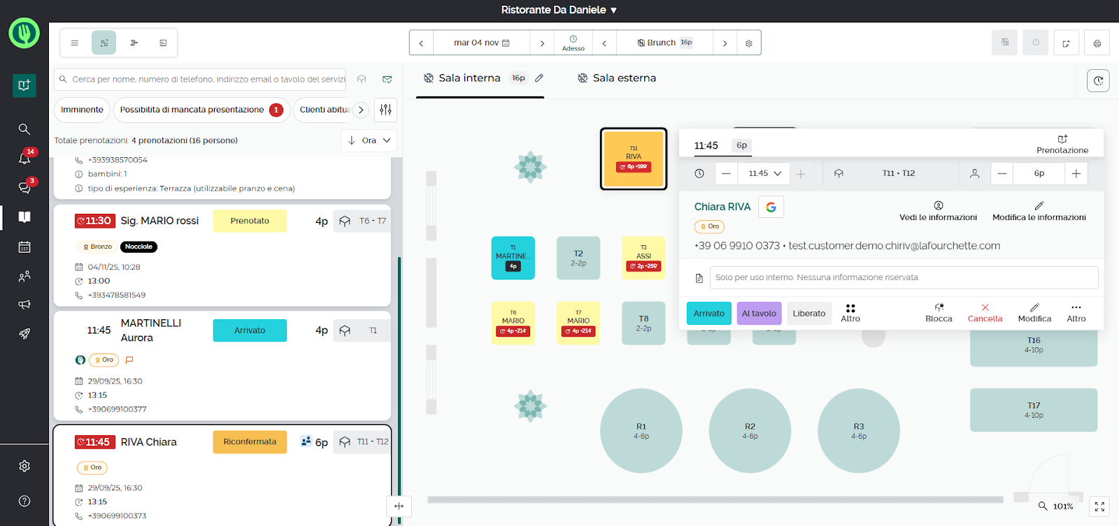 disposizione tavoli ristorante