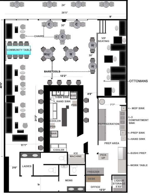 Restaurant floor plan example 
