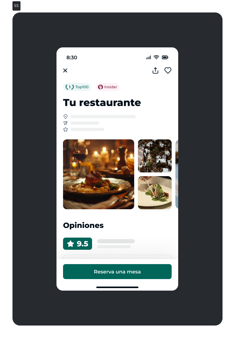 Your restaurant page - ES