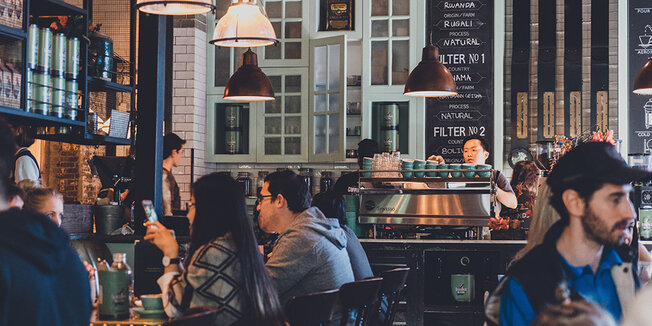 People dining in a restaurant